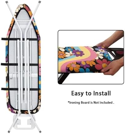 Daisy Stripe Printed Ironing Board Cover, Lightweight Breathable Ironing Board - Image 4