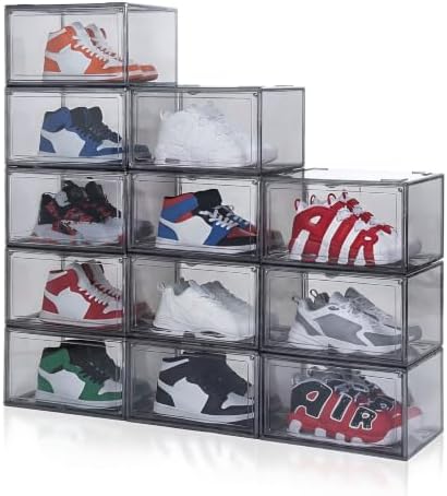 MMBABY 12 Pack Acrylic Shoe Boxes– Ultra Clear Plastic Stackable Sneaker Storage by MMBABY