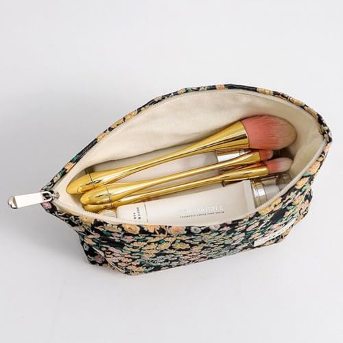 Flowers Makeup Bag for Women, Large Embroidery Zipper Cosmetic Bags - Image 4