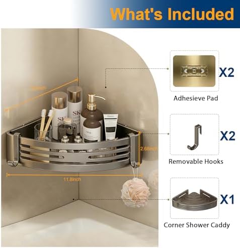 Corner Shower Caddy, No-Drilling Adhesive Shower Shelves - Image 6