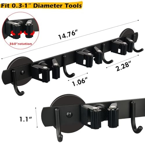 MUTUACTOR Magnetic Broom Holder, Anti-slip Heavy Duty Broom and Mop Hanger - Image 5