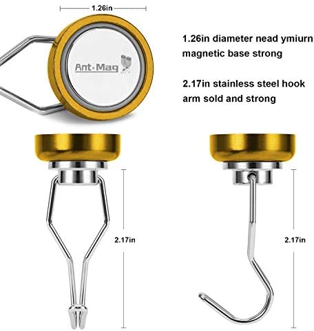 Ant Mag Swivel Magnetic Hooks 80lbs Yellow 4 Pack - Image 3