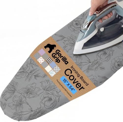 GORILLA GRIP Padded Ironing Board Cover, 15x54 Gray Floral by Unknown