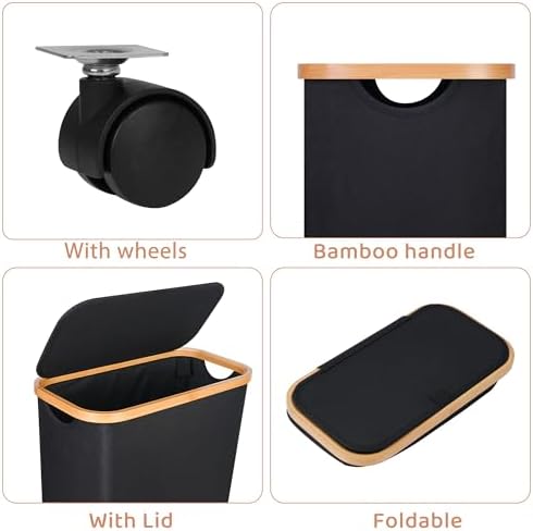 Slim Laundry Basket with Wheels, Narrow Hampers - Image 4