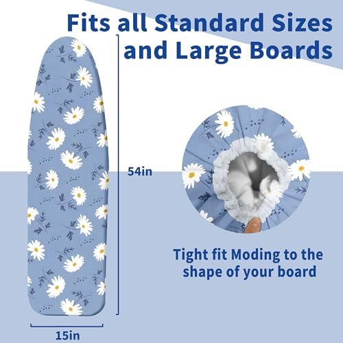 Ironing Board Cover and Pad, Thick Scorch Resistant Padding Green Leaves Print - Image 4