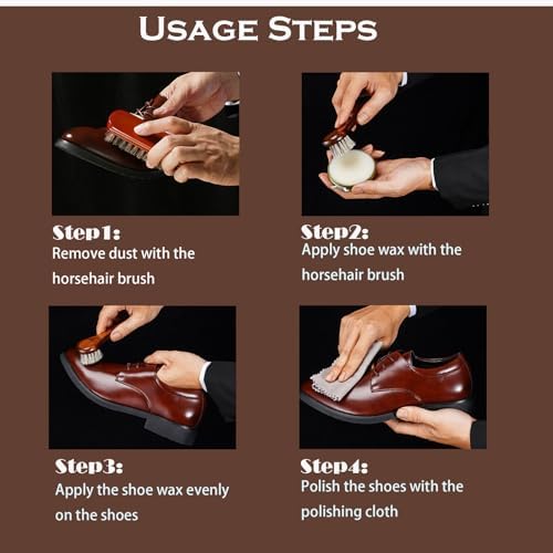 shoe care kit horsehair brush, long-handled round brush, polishing cloth - Image 6
