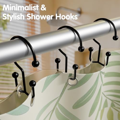 OEH Shower Curtain Hooks, Metal Shower Curtain Rings, Double Shower Rings - Image 3