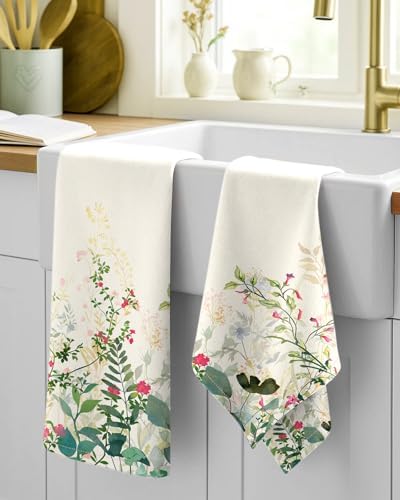 Miss Adola 150GSM Flour Sack Kitchen Towels Set of 2, Ink Flowers - Image 2