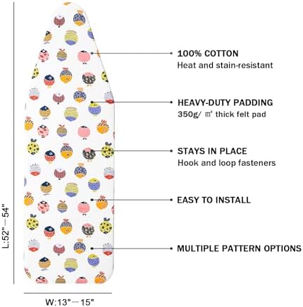 Ironing Board Cover and Pad Standard Size 15" x 54", 3 Pairs of Hook and Loop - Image 2