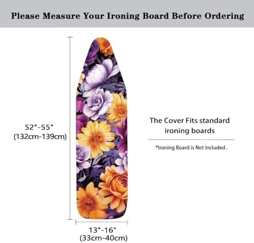 Flashideas Purple Flower Ironing Board Cover and Pad 15 x 54 Heavy Duty Iron - Image 6