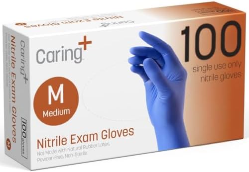 Caring Nitrile Exam Gloves, Powder-Free, Disposable Gloves by Caring