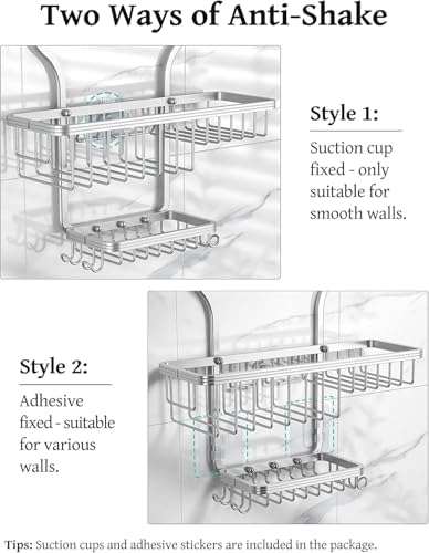 YASONIC Never Rust Shower Caddy Hanging, Aluminum Shower Racks - Image 5