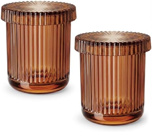 Brown Thick Glass Bathroom Qtip Holder, 2 Pack by MKOSAB