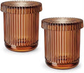 Brown Thick Glass Bathroom Qtip Holder, 2 Pack by MKOSAB