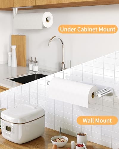STWWO Under Cabinet Paper Towel Holder, Self Adhesive Paper Towel Rack - Image 6