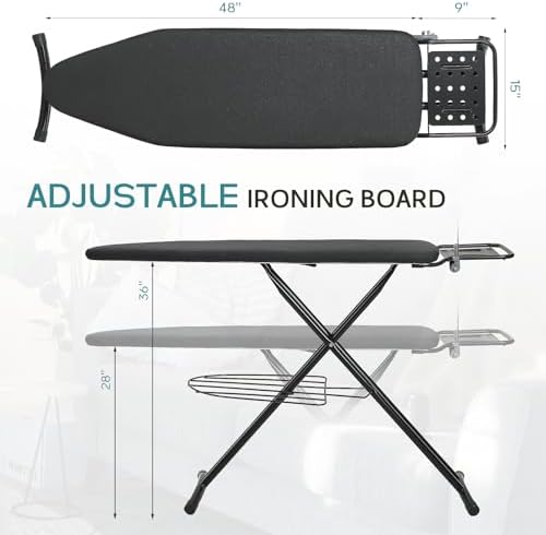 Ironing Board 48x15 in, RAINHOL Black Large Full Size Iron Board - Image 2