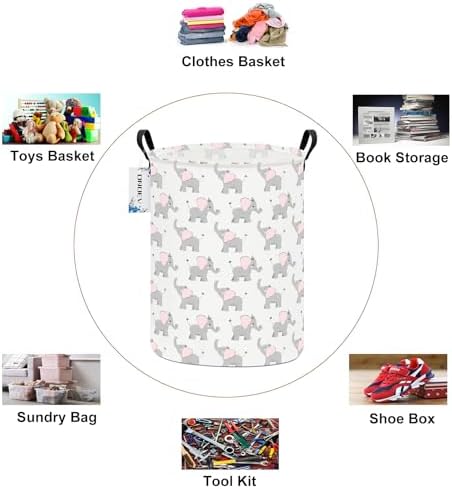 Round Elephant calf Laundry Hamper Waterproof Fabric Home Storage - Image 3
