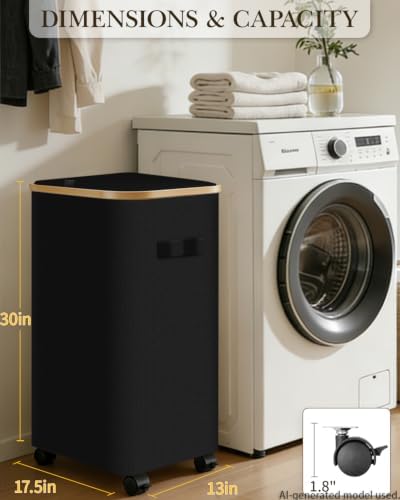 Laundry Basket with Wheels, 110L Large Rolling Laundry Hamper - Image 2