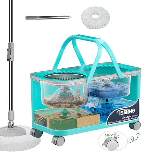 RinseWise Easy-Use Gen 2 Mop Bucket, Clean/Dirty Water Separation, 1 Heads by RinseWise