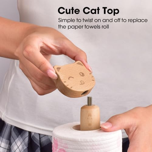 KitchLife Cute Wooden Paper Towel Holder Countertop - Image 4