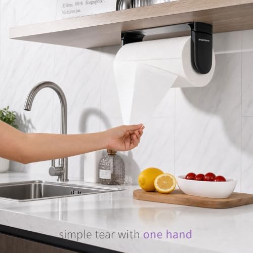 simpletome ONE Hand Tear Paper Towel Holder Under Cabinet Adhesive or Drilling - Image 2