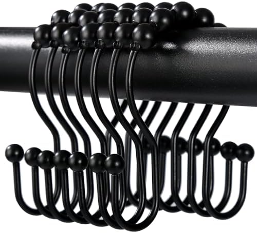 Shower Curtain Hooks, OEH Shower Curtain Rings, Smooth Gliding Metal Shower by OEH