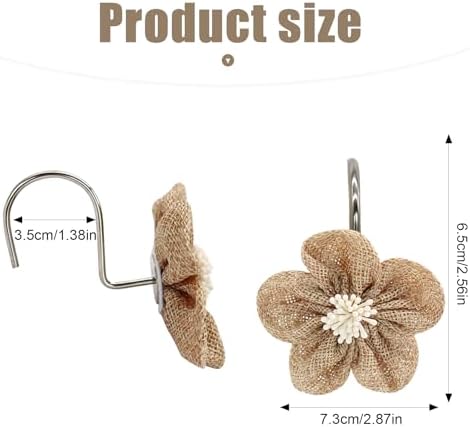 Flower Decorative Shower Curtain Hooks, Stylish Fabric Flower Shower Curtain - Image 2