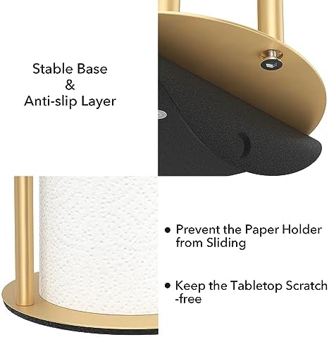 Paper Towel Holder Gold Stainless Steel Kitchen Countertop Roll Organizer - Image 4