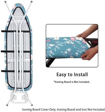 Blue Cute Floral Thick Padding Ironing Board Covers Soft Durable Stain - Image 4
