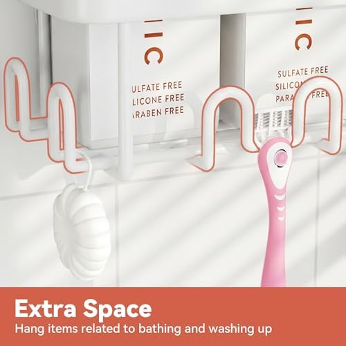 YASONIC Shower Caddy Adhesive, Rustproof Shower Organizer, Wall Shower Rack - Image 6