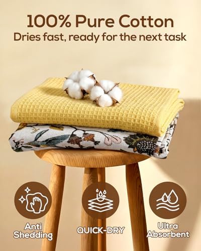 Miss Adola 2pcs 270GSM Cotton Kitchen Towels, Lemon Bird - Image 3