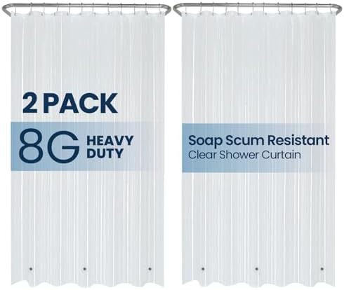 LiBa Shower Curtain PEVA 8G, 72x72 Inch Clear 2-Pack by Liba
