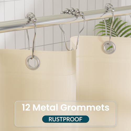Titanker Plastic Shower Curtain Liner, 72x72 Beige Shower Liner Lightweight - Image 3