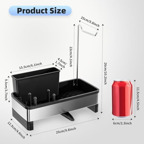 Ewaiira Sponge Holder for Kitchen Sink, Stainless Steel Sink Caddy - Image 6