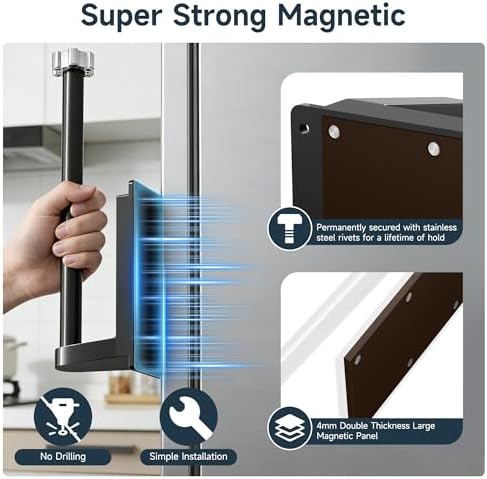 Magnetic Paper Towel Holder for Fridge Strong Magnet Black Kitchen Towel - Image 5