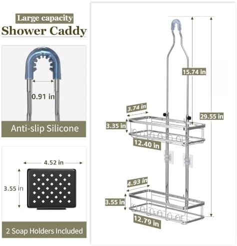 Skyapex Shower Caddy Hanging: Adjustable Height, Rustproof Shelves - Image 2