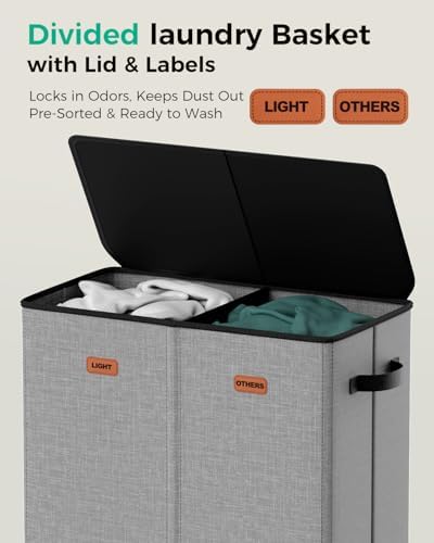 150L Dual-Compartment Laundry Hamper - Image 4