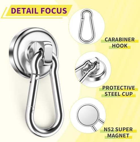 Magnetic Hooks for Cruise Cabins, 70 lbs Magnets Silver, 10 Pack - Image 4