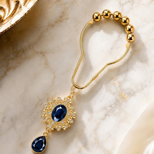 12PCS Blue Crystal Shower Curtain Hooks, Elegant Gem Style Bathroom Decor - Image 6