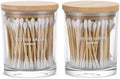 Glass Qtip Holder 2 Pack, Qtip Holder Dispenser Bathroom Set Bathroom by unisence
