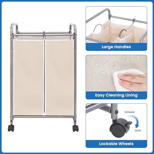 STORAGE MANIAC Laundry Sorter 2 Section, 90 L Gal Laundry Hamper - Image 6