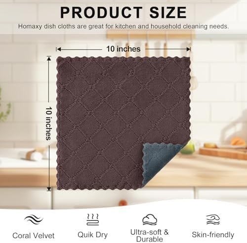 Homaxy 12 Pack Super Soft Dish Cloths, Dark Grey & Brown - Image 3