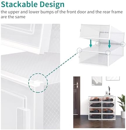 8-Piece Boot and Shoe Storage Box, Stackable Clear Plastic Shoe Box, - Image 4