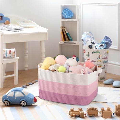 OIAHOMY Large Blanket Basket, 65L Cotton Rope Woven Laundry Basket, Toy Bin - Image 4