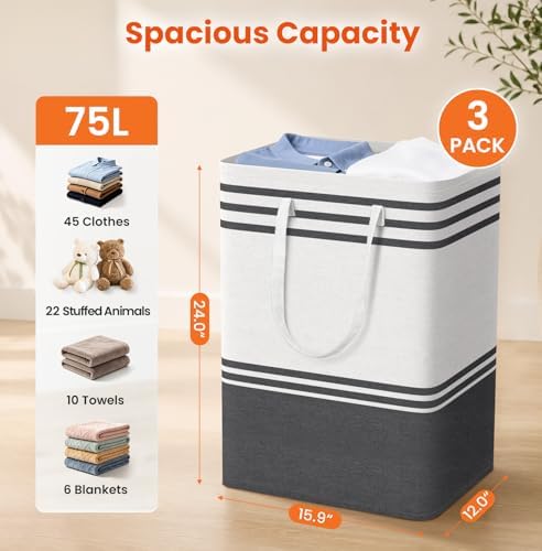 TranquilRelax 3-Pack Laundry Basket, Laundry Hamper - Image 2