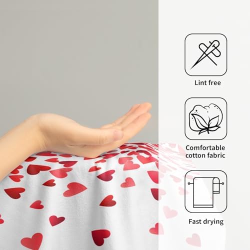 Happy Valentines Day Hand Towels Pack of 2 Romantic Red Pink Love Heart - Image 4
