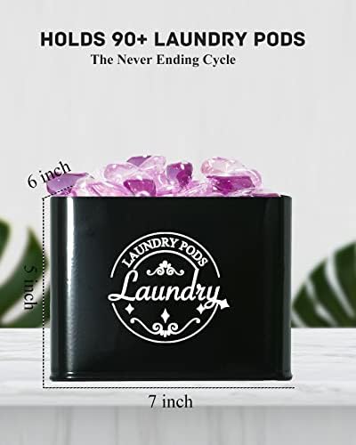 Laundry Pods Holder with Hinged Lid, Farmhouse Space-Saving Metal Container - Image 4