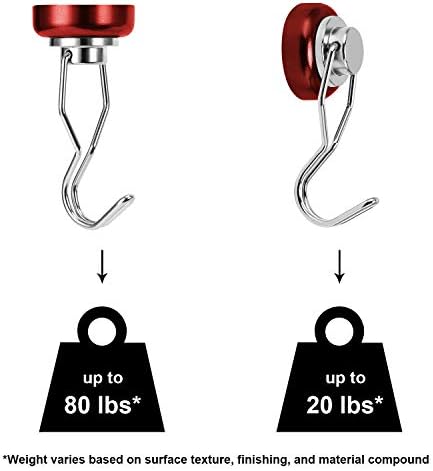 Ant Mag Swivel Magnetic Hooks 80lbs Red 4 Pack - Image 4