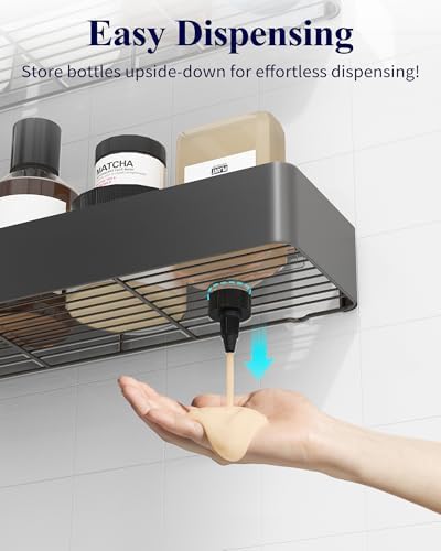 Kitsure Shower Caddy Adhesive, Shower Organizer, Dark Grey - Image 5
