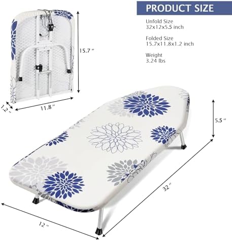 SheeChung Small Ironing Board 12"x32", Mini Tabletop Ironing Board - Image 2